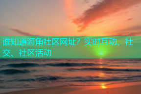 谁知道海角社区网址？实时互动、社交、社区活动