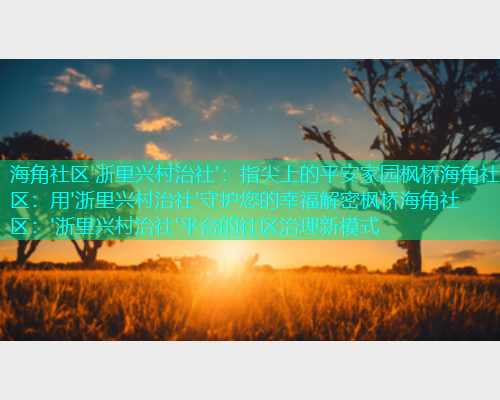 海角社区'浙里兴村治社'：指尖上的平安家园枫桥海角社区：用'浙里兴村治社'守护您的幸福解密枫桥海角社区：'浙里兴村治社'平台的社区治理新模式  第1张
